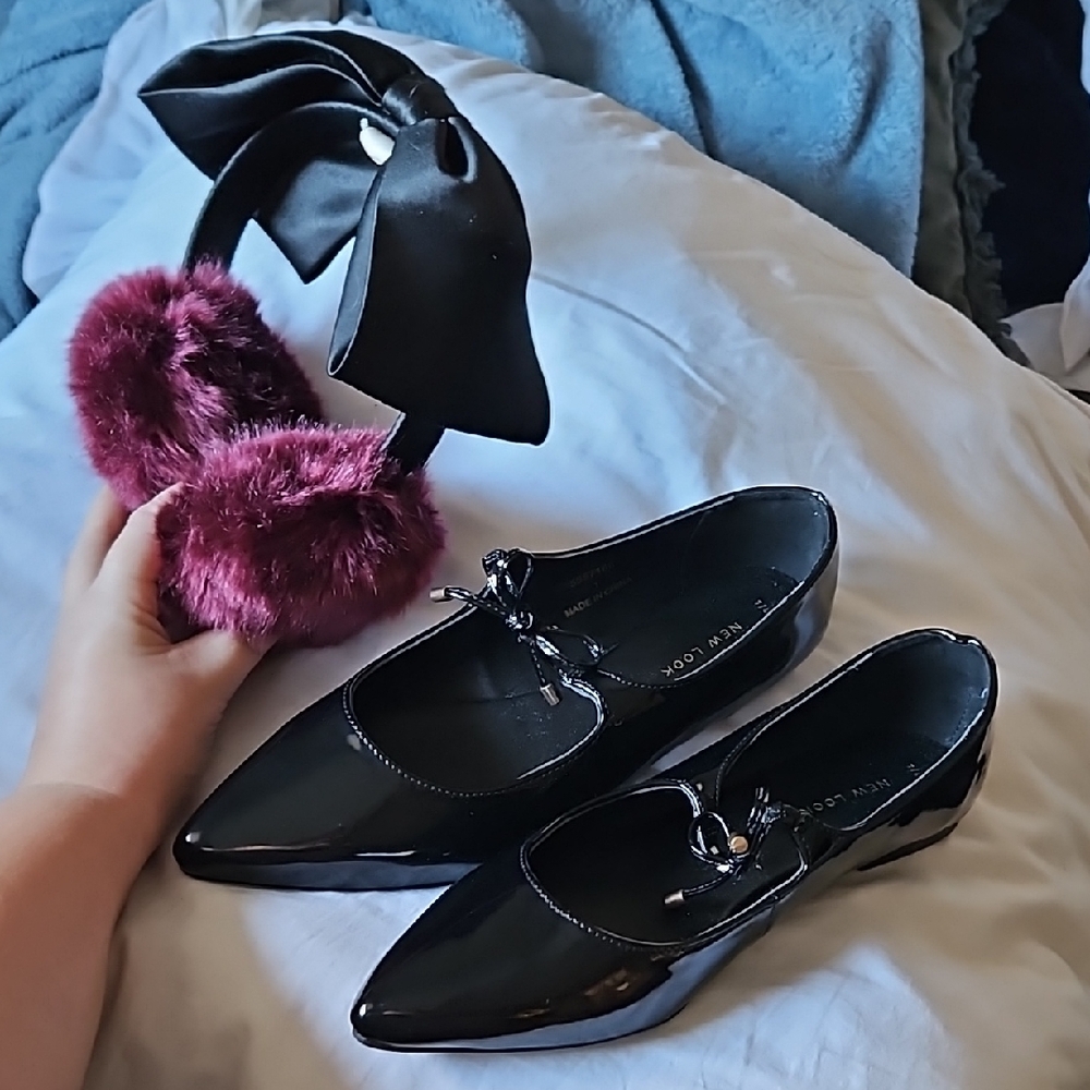 Bundle Of Patent Mary Janes, And Kate Spade Ear Muffs